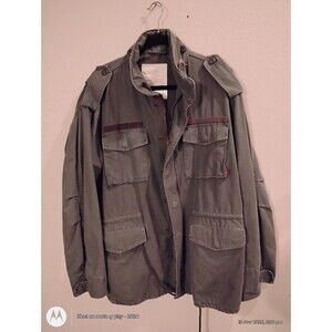 Rothco size large olive green M-65 field jacket with shoulder epaulettes and poc